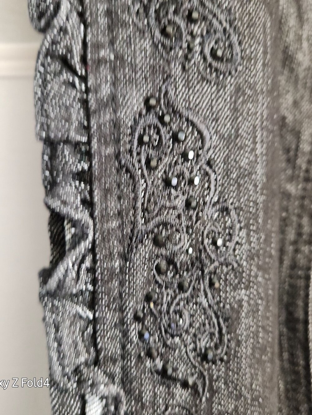 CJ Banks Metallic Black Ruffle-Trim Jacket - Picture 6 of 9
